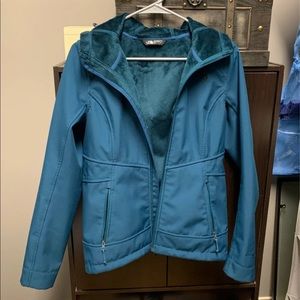 The North Face teal winter coat